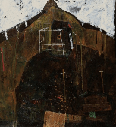 egon schiele paesaggio con corvi